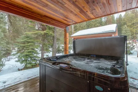 REMOTE CABIN WITH HOT TUB, MOVIE THEATER AND HUGE COVERED DECK WITH FIRE TABLE