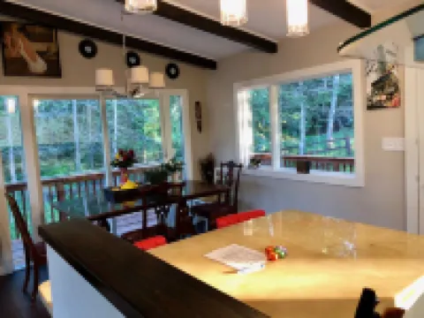 Hot Tub, Rain Room shower with Mountiain views of Ski Slopes nestled in nature.