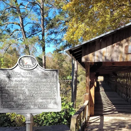 Historic Cabin in a natural setting with waterfalls and covered bridge