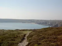 Wooden chalet with sea view, lovely garden, 5-minute walk to the beach. Dogs welcome. - Hytter