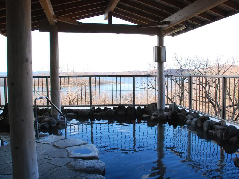아바시리 간코 호텔의 호수 전망 또는 온천