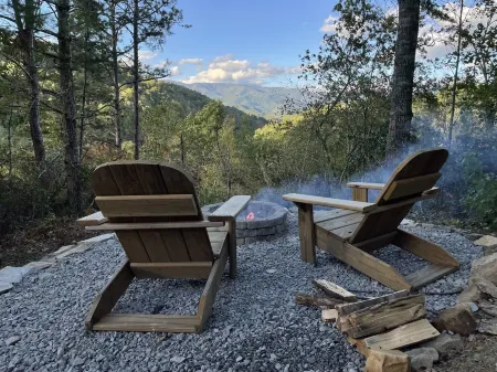 Rustic, Cozy Cabin with a View of the Smokies, Firepit, Large Deck, Pet-Friendly