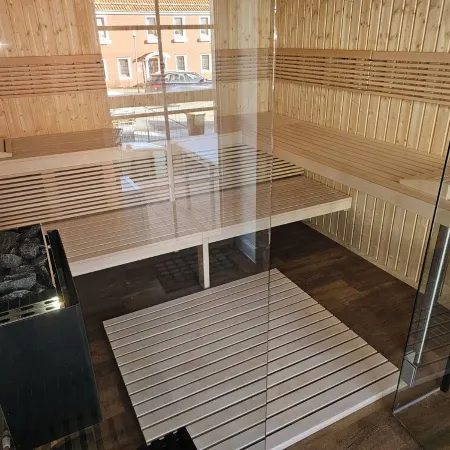 "Farbzauber Blau" in Harz Thore, Featuring a Sauna, Balcony, Hot Tub, and Bike Shed