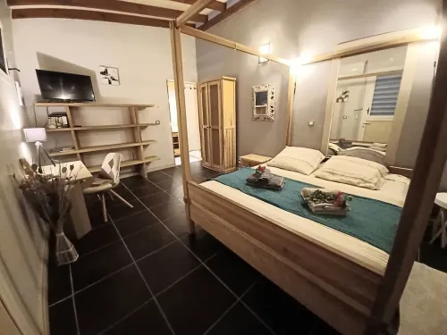 Air-conditioned studio with terrace in attractive colonial villa with swimming pool