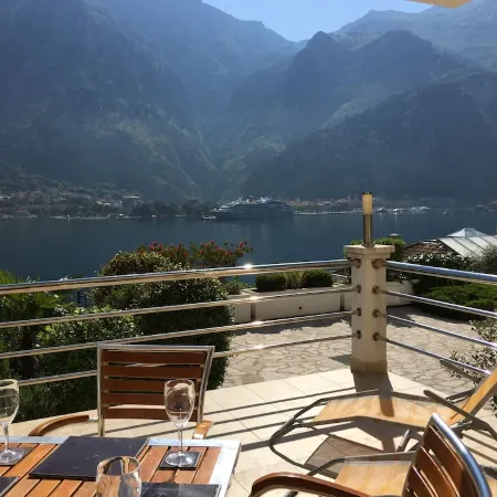 Ground Floor. Private Terrace, Shared Pool, Views across Fjord to Kotor Old Town