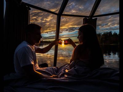 Peace & Quiet Hotel Floating Glass Room for 2 Guests Experience Northern Lights
