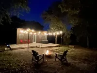 Tiny House for two nestled under massive oaks in Southern Oklahoma.