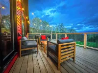 Modern barn perched on 24 acres w/ stunning views of mountains & ski resort