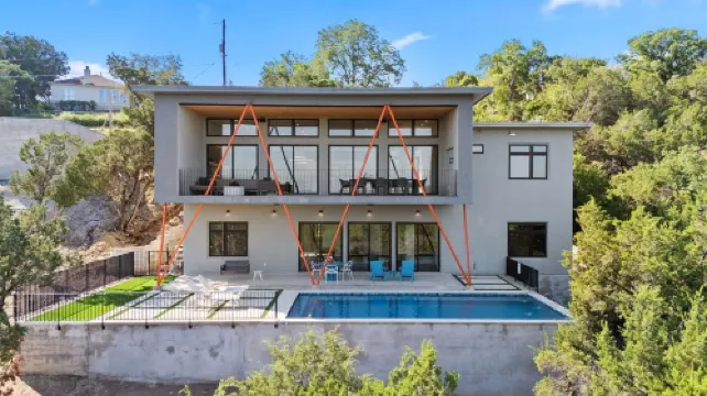 Award-Winning Modern Lakehouse w/ Private Pool & Sunset Views