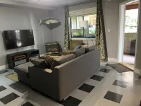 Suite with ocean view patio, three blocks to pier.