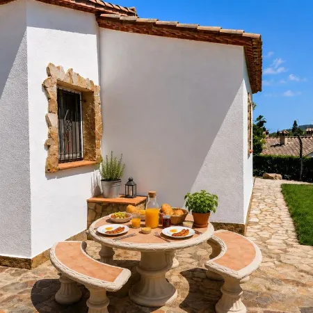 Beautiful house surrounded by an idyllic garden with salt water pool.