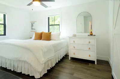 Modern Farmhouse with Recreation/Movie Room & Fire Pit! Dog Friendly.
