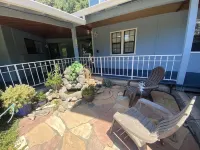 Large king guest room with private entrance and bathroom.