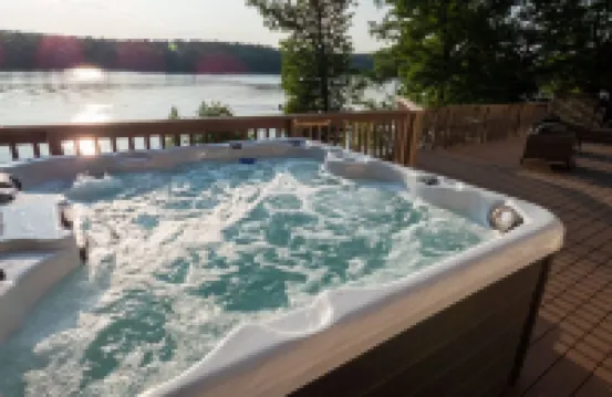 Lakefront Retreat with Hot Tub and Dock Access - Stunning Modern Oasis