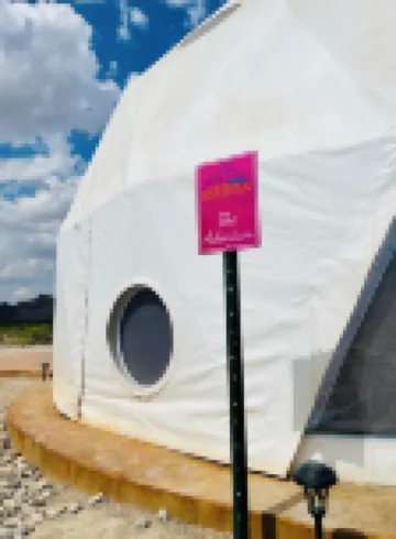 Southern Boho inspired Geodesic Dome nestled up next to Big Bend National Park.