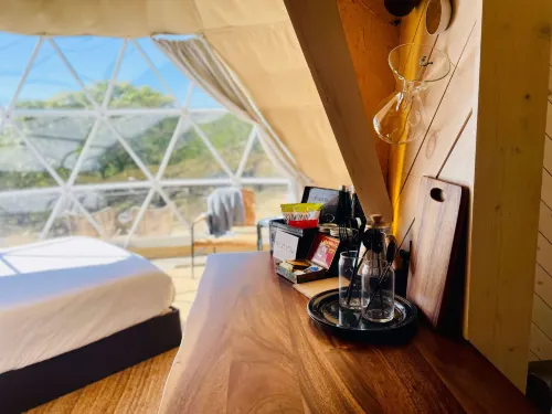 Luxury Glamping Dome + Hot Tub Hotels in Burnet County