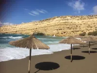 fantastic studio Komos, sleeping gallery, kitchenette, bathroom, private balcony