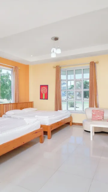 บ้าน เตียงควีนไซส์ 2 เตียง ระเบียง วิวสวน