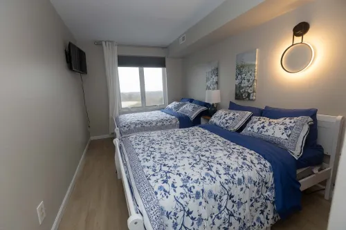 A beautiful beachfront property stunning  views of the beach, and Atlantic City.