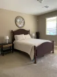 Great family friendly home very private back yard, heated pool & covered patio.
