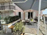 A large terrace overlooking the sea