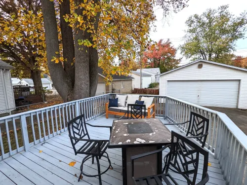 2b1b fenced backyard with deck, outdoor space near hospitals
