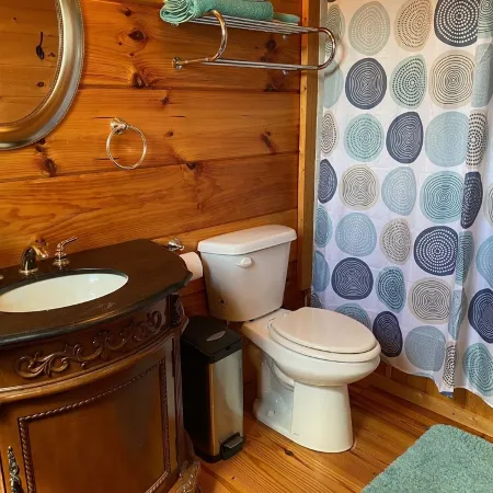 Tiny, charming mountaintop cottage with large firepit, deck and amazing views
