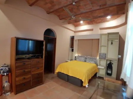 Studio apartment in great location with a beautiful pool/garden area.