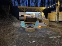 Luxe Mountain Camping with Theater, Hot Tub, Fire Pit & Hiking Trails