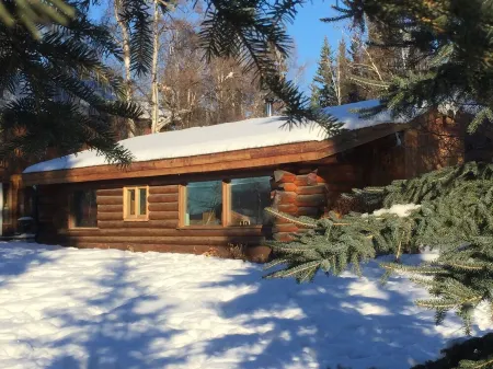 Cozy two bedroom log  cabin on the Chena River near town.