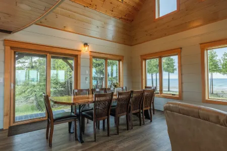 Bois Blanc Island Lighthouse Home. Iconic Sunset Views of the Mackinac Bridge!