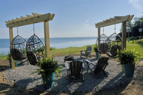 Luxury Lakefront Retreat: Panoramic Views, Game Room, Fire Pit Swings & More