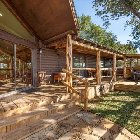 Guadalupe Bluff Log Cabin 4 Bedroom Home by Redawning