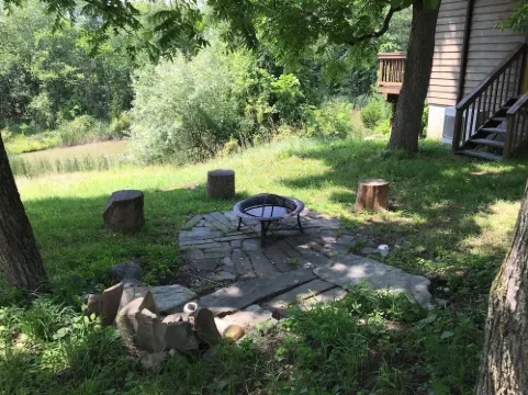 for the creative spirit, swimming dock on pond, horses to pet, Fire pit