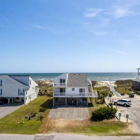 Deck & View: Oceanfront Oasis in Oak Island!