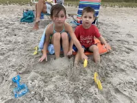 Family resort atmosphere on beautiful Atlantic Beach, North Carolina - ビーチサイド