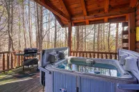 Quaint cabin nestled in the pines.