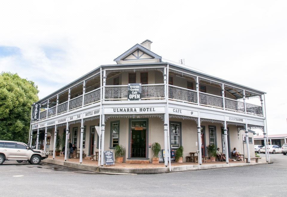 "a two - story building with a sign that reads "" semaraka hotel "" is shown on a street corner" at Ulmarra Hotel