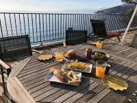 A large terrace overlooking the sea
