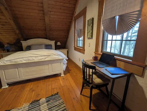 Lakeside Log Cabin with Cozy Stone Fireplace