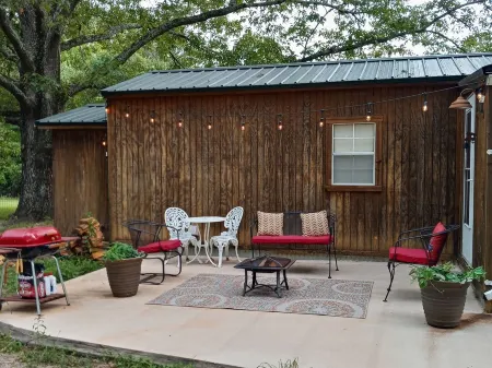 Tiny home cabin by the pond