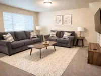 Spacious fully loaded 4-bedroom townhome sleeps 12 freeway access next to BYU Hotels in Springville