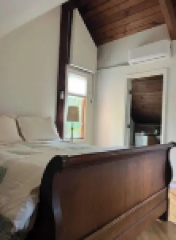 Outrange at Blue Heron Farm. Pet friendly cabin at waterfront farm!