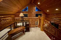 Custom log cabin tucked away in private forest