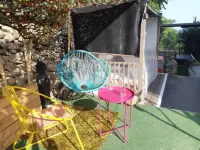 Top of villa, terraces, swimming pool at Mont St Clair, pétanque court with sea view
