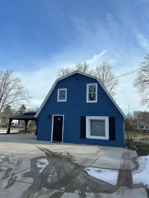 All new upper barn Landscaping on Huron River covered gazebo parking picnic area
