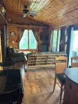 Cabins overlooking the lake Sakatah, bordering the state trail