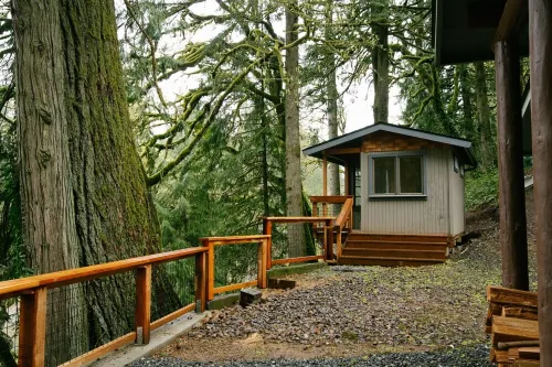 Three waterfalls, a river and Lodge.
