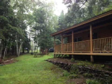 Island log home in Maine with ocean views