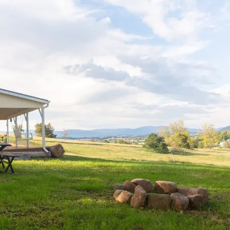 On farm cottage with mountain views.